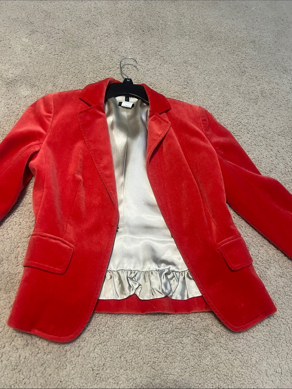J. Crew Coral Red Velvet Blazer Jacket
